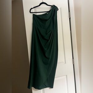 Elegant One Shoulder Green Dress